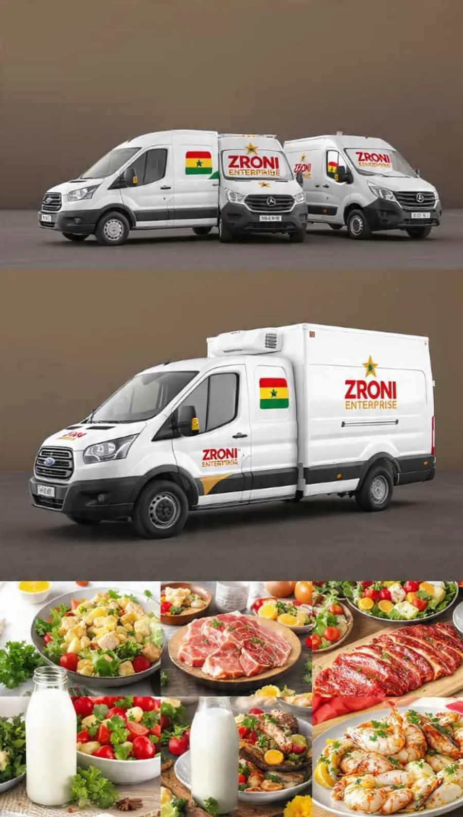 A second Zroni Enterprise courier vehicle on a delivery route in Ghana