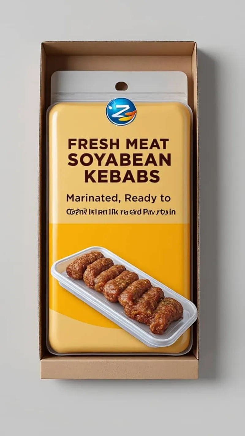 Box of Zroni fresh meat soyabean kebabs