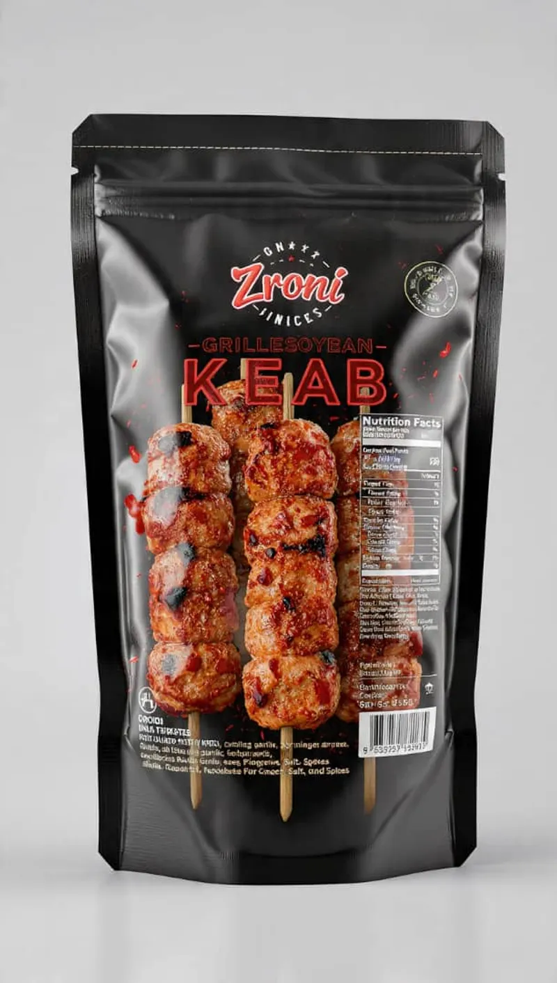 Pouch of Zroni grilled soybean kebabs