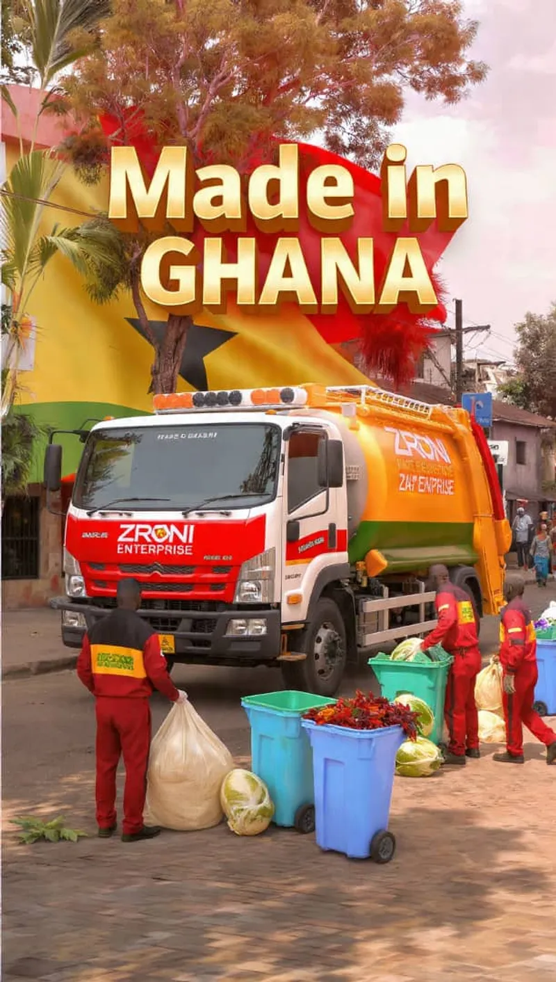 Made-in-Ghana branded export delivery truck, Zroni Enterprise