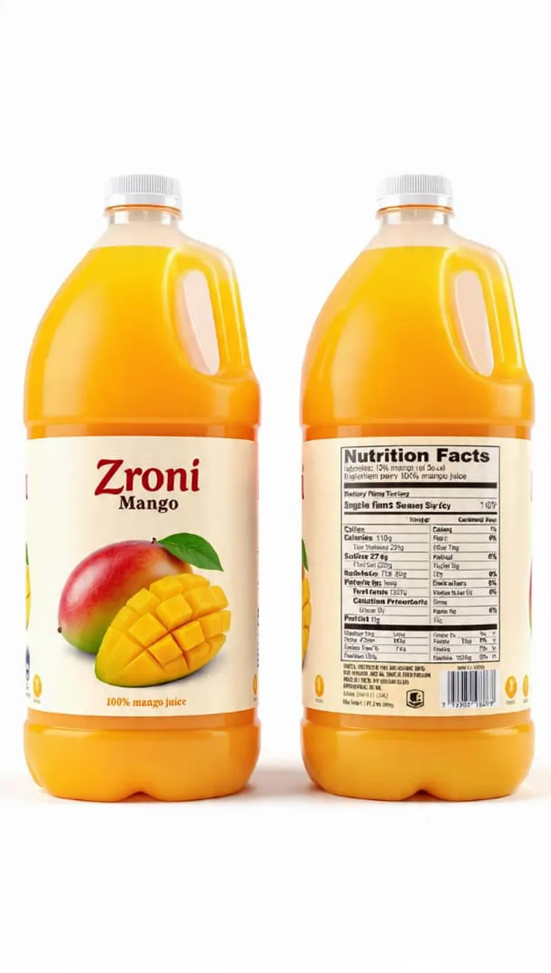 Bottle of Zroni mango juice
