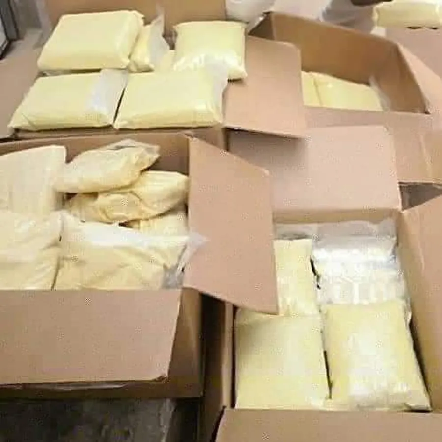 Cartons of bagged processed food blocks