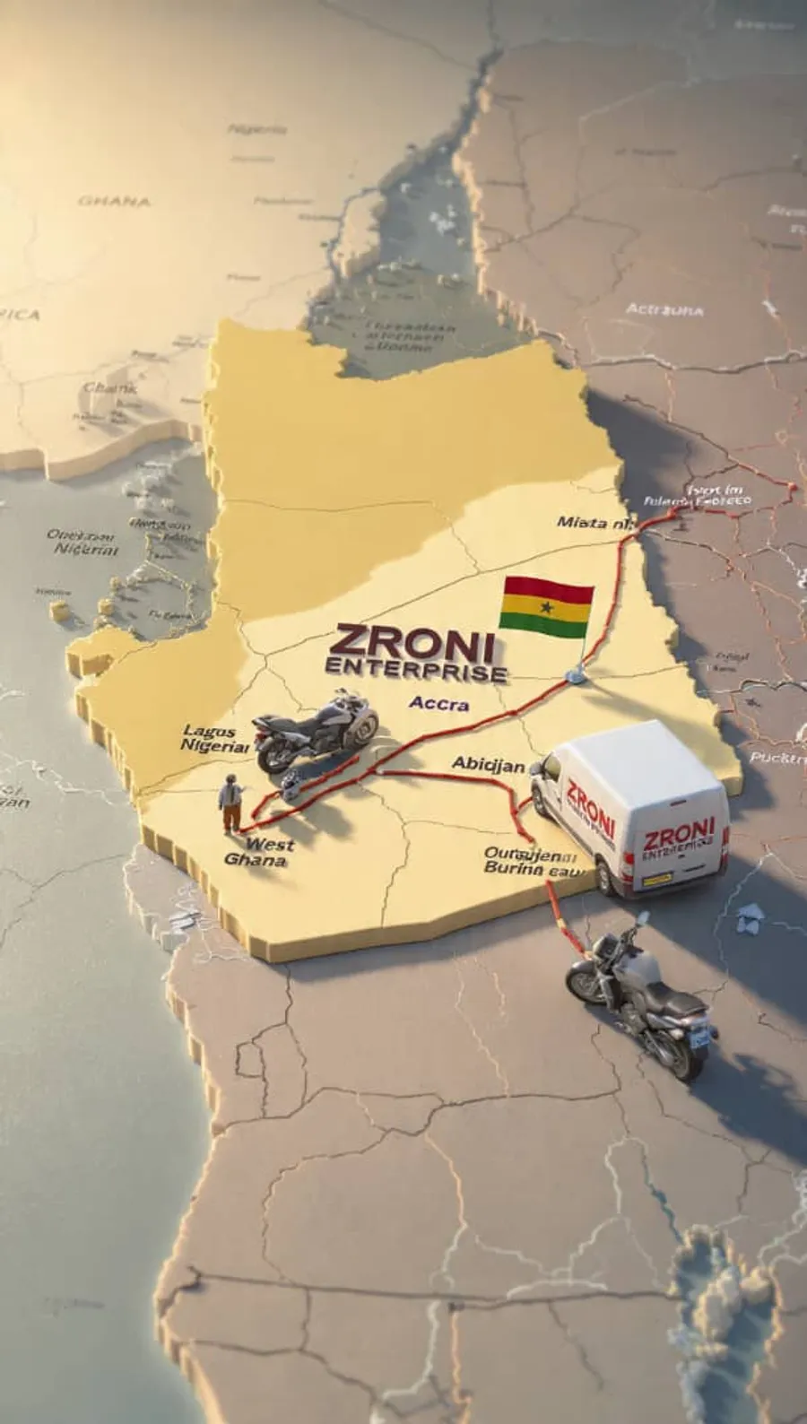Map of Zroni Enterprise export reach from Ghana