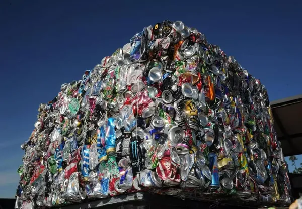 Baled recyclable material ready for recovery