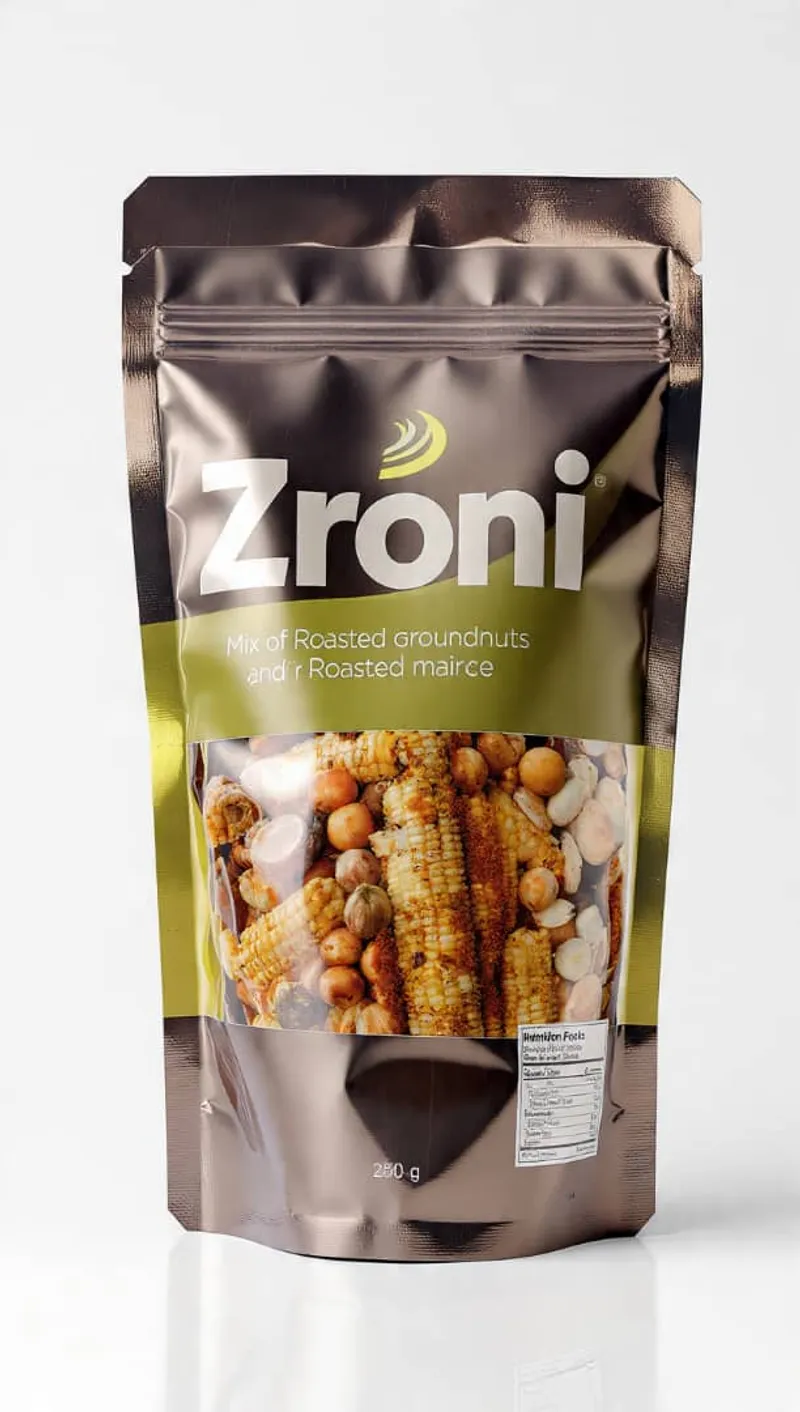 Pouch of Zroni roasted groundnut and maize mix