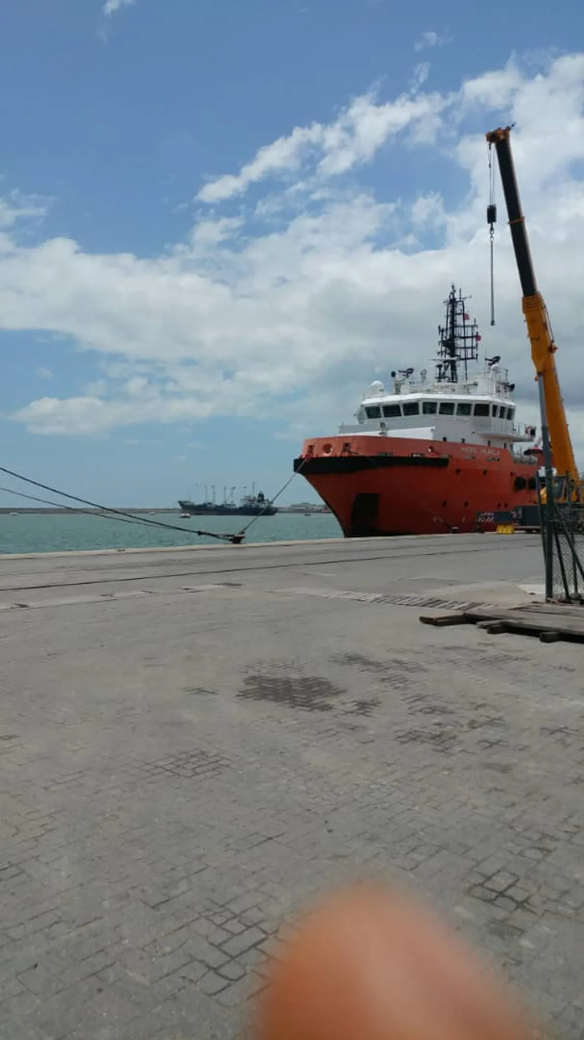 A cargo vessel alongside the quay at Tema port