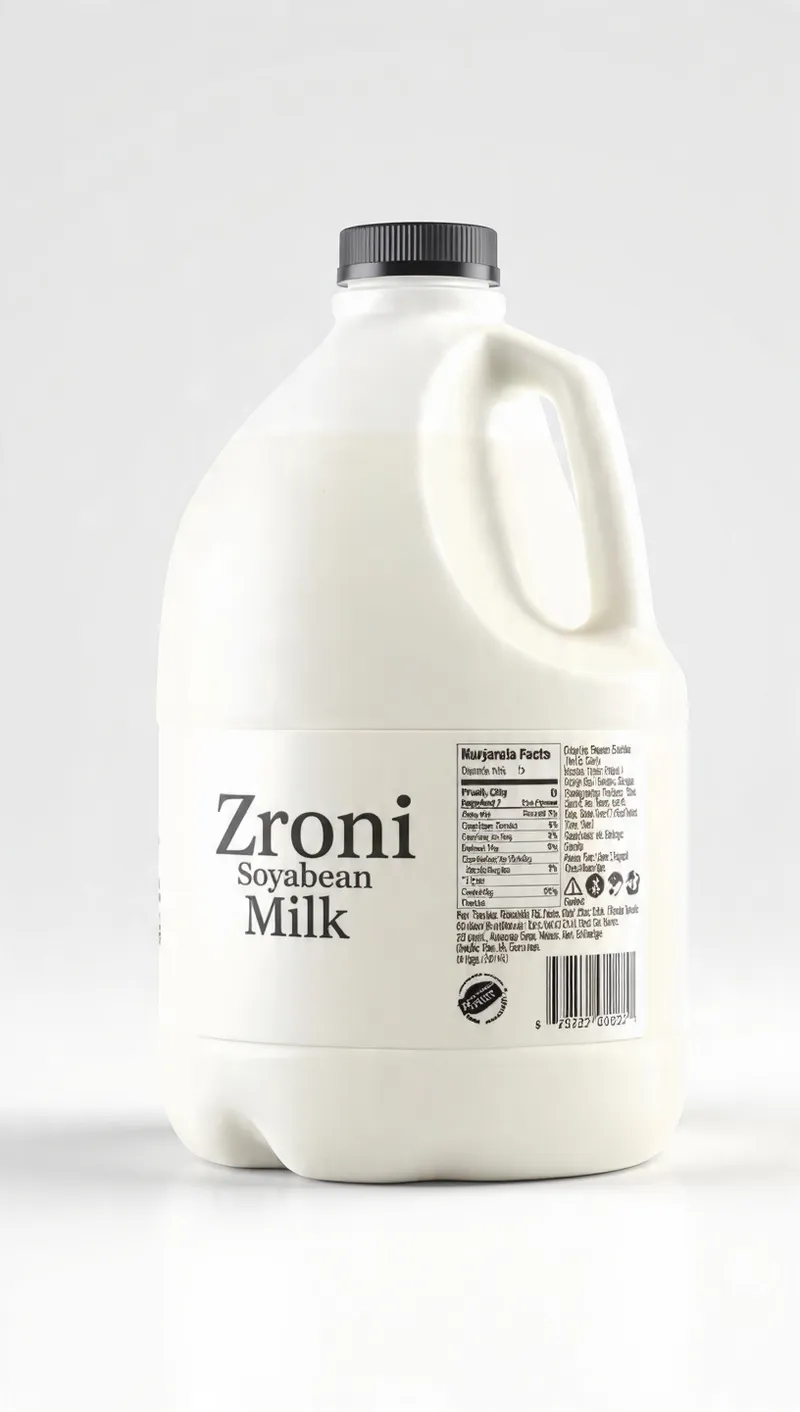 Gallon jug of Zroni soyabean milk